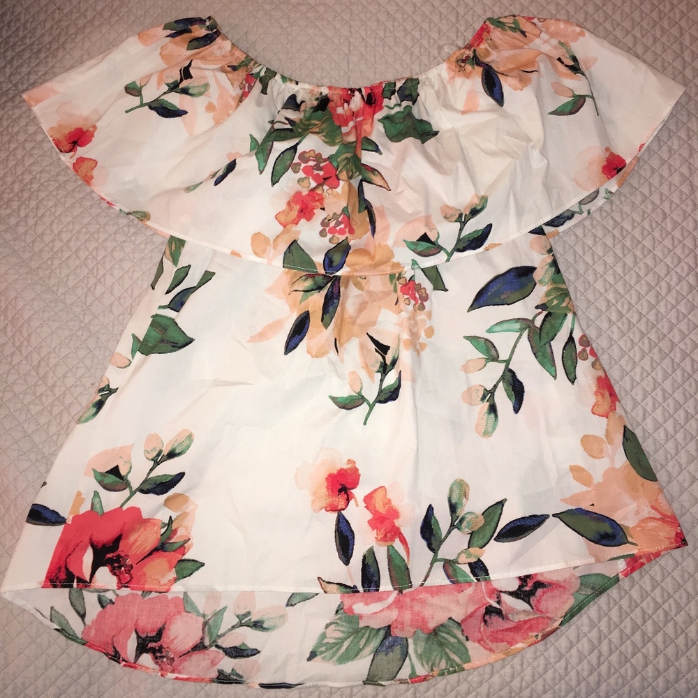 floral off-shoulder trendy summer shirt